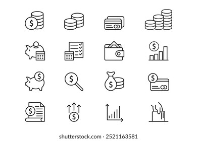 Vector icon investment, saving, money coin, piggy bank, wallet