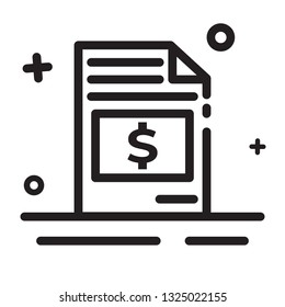 Vector icon. Invoice, tax, bill icon. Modern outline icon for any purposes
