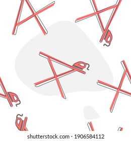 Vector icon iron and ironing board cartoon style. Home Appliances on seamless pattern on a white background.