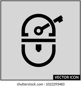 vector icon of an iron lock with a key
