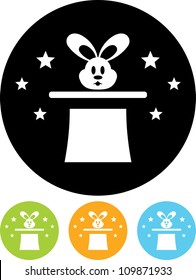 Vector icon isolated - Circus rabbit in the magician's hat