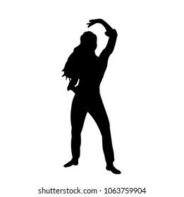 vector, icon, isolated silhouette girl dancing oriental dance