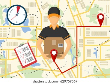 Icono vector, hombre isométrico, concepto de entrega. Hombre y parcela, diseño aislado.