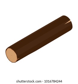 Vector icon isometric wooden log firewood isolated on white background.