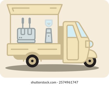 Vector icon italian ape car coffee shop