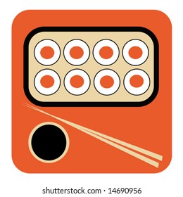 Vector icon with japanese food and chopsticks
