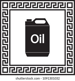 vector icon jerrycan oil in a frame with a Greek ornament