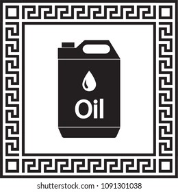 vector icon jerrycan oil in a frame with a Greek ornament