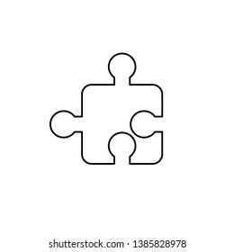 Vector icon of jigsaw puzzle piece. Black outlines.