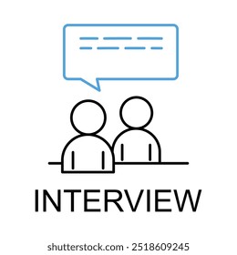 Vector icon for job interview. Two people having a conversation, symbolizing hiring, job interviews, and HR processes in monoline style.