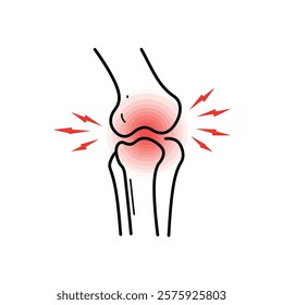 Vector icon: Joint with inflammation for arthritis on a white background
