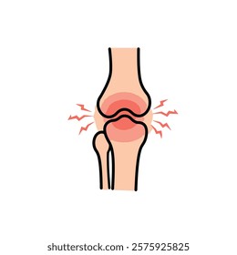 Vector icon of a Joint with inflammation for arthritis