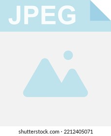 Vector icon of a JPEG file. Photo file on a computer. Store images. Digital image compression format.  
