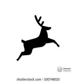 Vector icon of jumping festive Christmas reindeer 