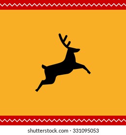 Vector icon of jumping festive Christmas reindeer 
