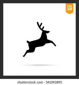 Vector icon of jumping festive Christmas reindeer 