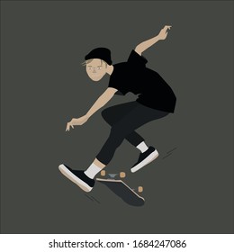 Vector icon of  jumping skateboarder