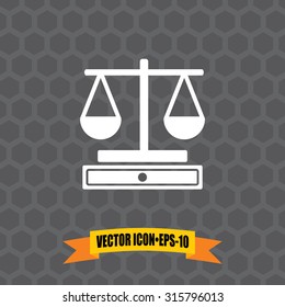 Vector Icon of Justice Scale on Dark Gray Background. Eps.10.