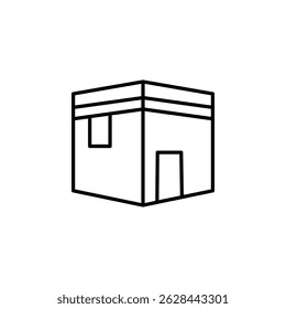 Ícone vetorial de Caaba em Meca. Representa as direções Hajj, Umrah e Qibla. Ótimo para conteúdo islâmico e design de viagens religiosas.