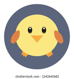 Vector icon with kawaii chicken in flat style