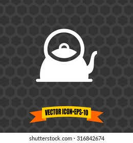 Vector Icon of Kettle on Dark Gray Background. Eps.10.