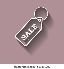 Vector icon, key chain with inscription sale, with shadow