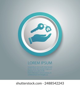 Vector icon Key icon from the house, vector illustration. Flat design style