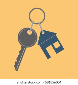 Vector icon Key icon from the house, vector illustration. Flat design style