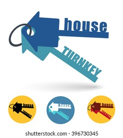 Vector icon key. house turnkey illustration Flat design style.