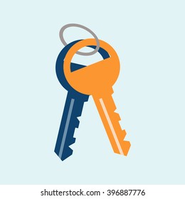 Vector icon key. house turnkey illustration Flat design style.
