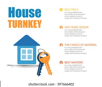 Vector icon key. house turnkey. turnkey illustration. House turnkey Flat design style. 