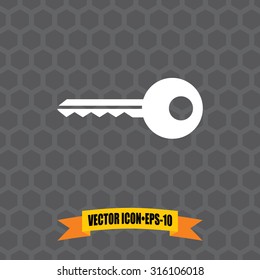 Vector Icon of Key on Dark Gray Background. Eps.10.