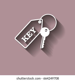 vector icon keychain with a key with shadow