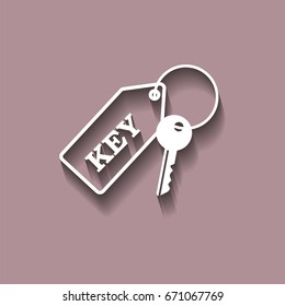 vector icon keychain with a key with shadow