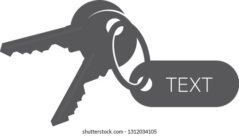 Vector icon keys with keychain with key fob. Outline isolated silhouette.