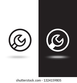 Vector icon keys on black and white background