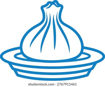 Vector icon of Khinkali Georgian dumplings, food symbol, traditional dish, cuisine object.