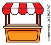 Vector icon of a kiosk designed as a small booth, perfect for retail displays, info centers, and service station visuals.