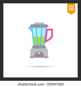 Vector icon of kitchen blender with green liquid