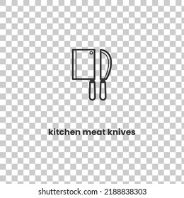 Vector Icon Of Kitchen Meat Knives. Vector Illustration In Dark Color And Transparent Background (png)