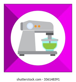Vector icon of kitchen stand mixer with bowl