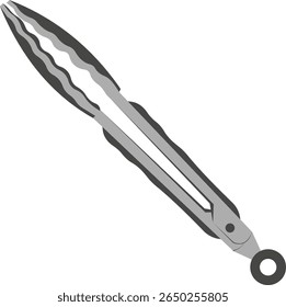 Vector icon of kitchen tongs for grilling. Kitchen tool for frying food. Kitchen utensils. Vector illustration on a white background.
