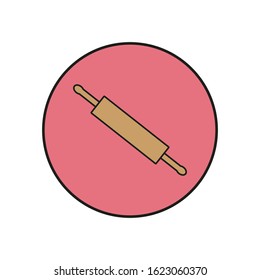 vector icon, kitchen wooden roller shape