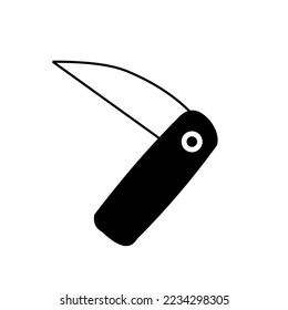 Vector icon knife. Black and white knife, white background.