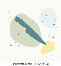 Vector icon knife on multicolored background. Layers grouped for easy editing illustration. For your design.