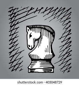 Vector icon of knight figure chess piece