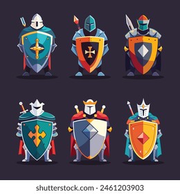 Vector Icon Knight Shield and Sword