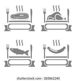 Vector icon labels that are used as food for the restaurant, used as a symbol or logo.
