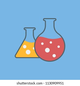 Vector icon of laboratory flasks. Laboratory test. Chemical experiment.