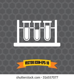 Vector Icon of Laboratory Glass on Dark Gray Background. Eps.10.